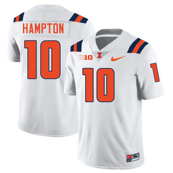 #10 Ethan Hampton Illinois Fighting Illini Football Jersey,Uniforms-White #10 Ethan Hampton Illinois Fighting Illini Football Jersey,Uniforms-White